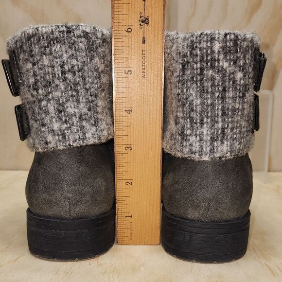 Rocket Dog Gray Fold-Over Combat Boots Moto Ankle Women 8.5 Shoe Buckle Babster - Picture 5 of 14